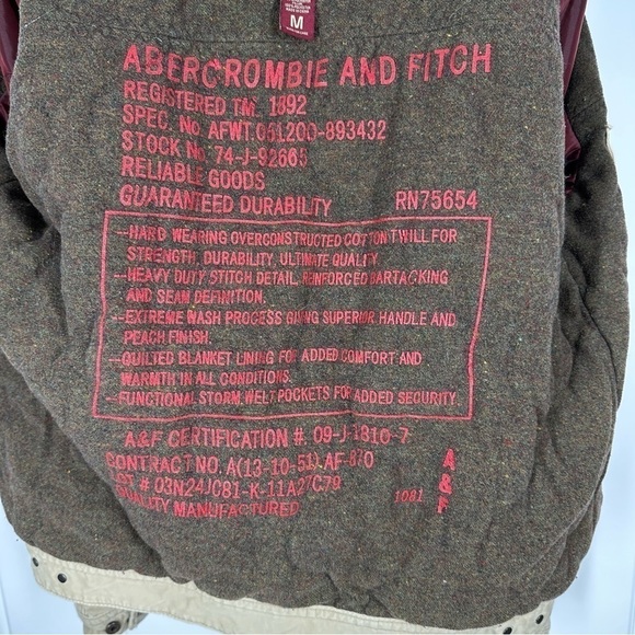 ABERCROMBIE & FITCH Men’s Distressed Vintage Tweed Jacket Medium Military Field - Picture 9 of 14